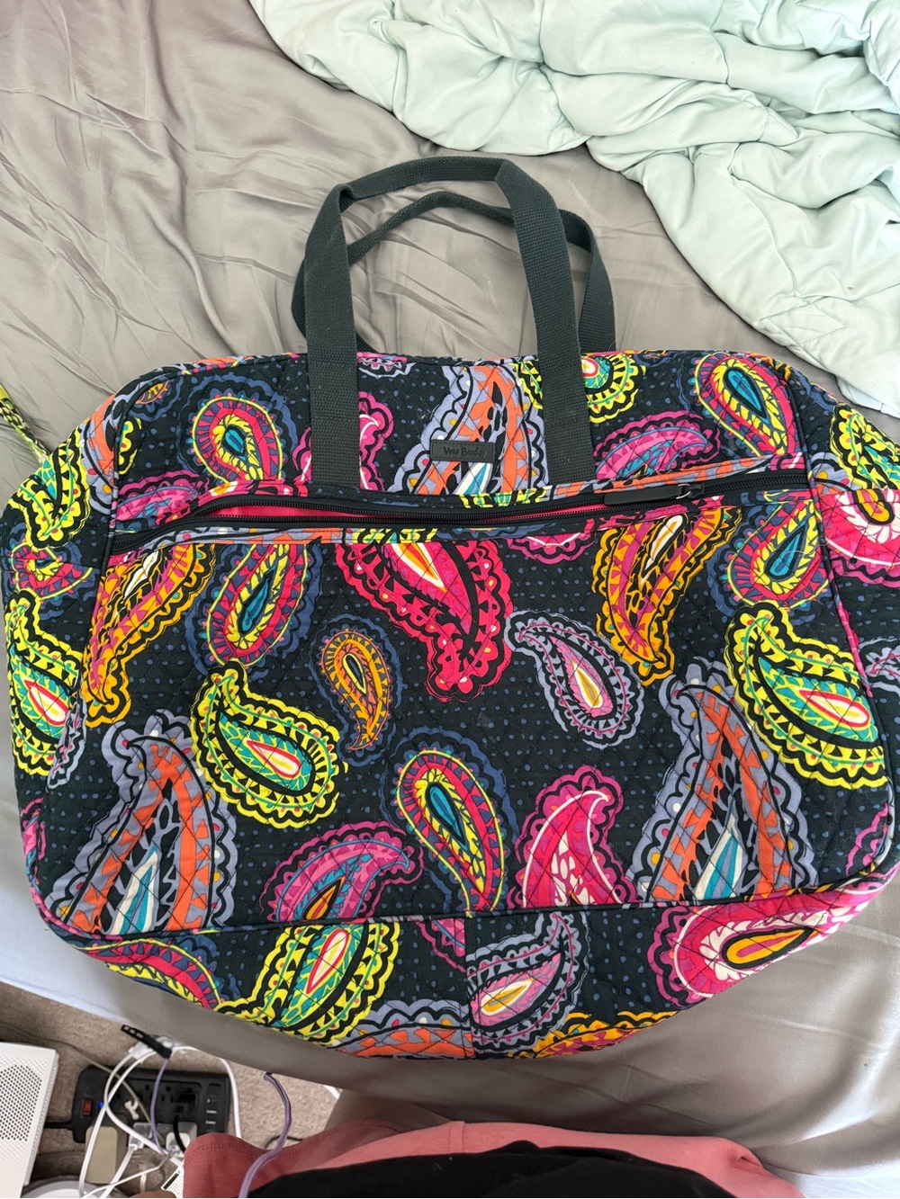 Vera Bradley Black Multicolor Paisley Travel Tote